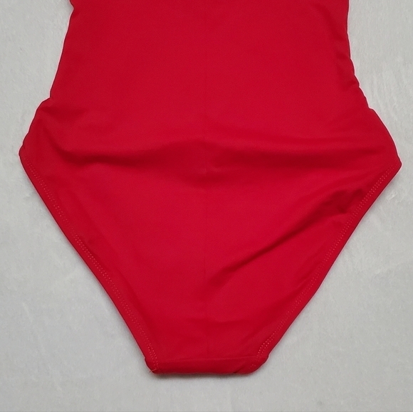 LA Blanca Island Goddess Deep Coral Halter Bandeau Twist Front Swimsuit 4 - Picture 7 of 12